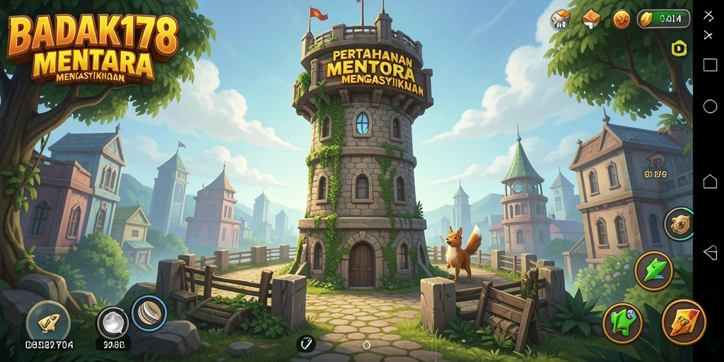 Tampilan gameplay seru dengan menara menarik di BADAK178.