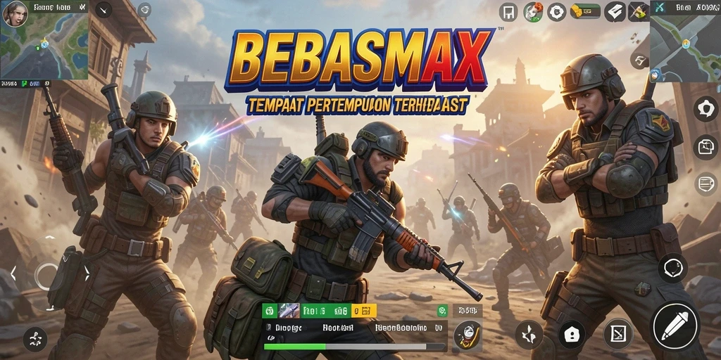 Tampilan gameplay BEBASMAX yang mendebarkan dalam pertempuran Battle Royale.