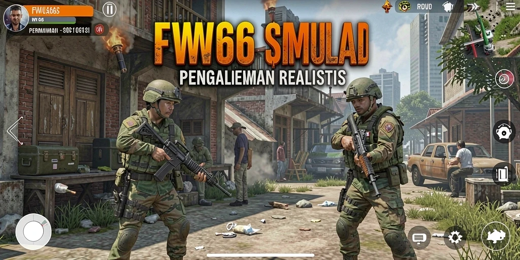 Tampilan screenshot FW66 menampilkan dunia simulasi yang imersif.