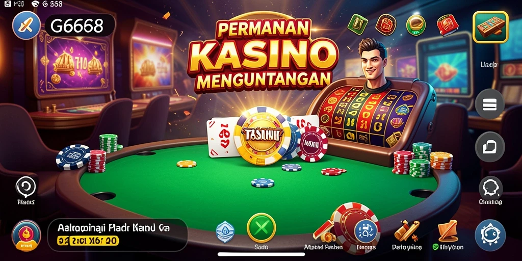 Screenshot gameplay G668 menampilkan suasana Kasino yang mengasyikkan.