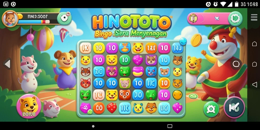 Tampilan gameplay HINOTOTO yang penuh warna dan dinamis.