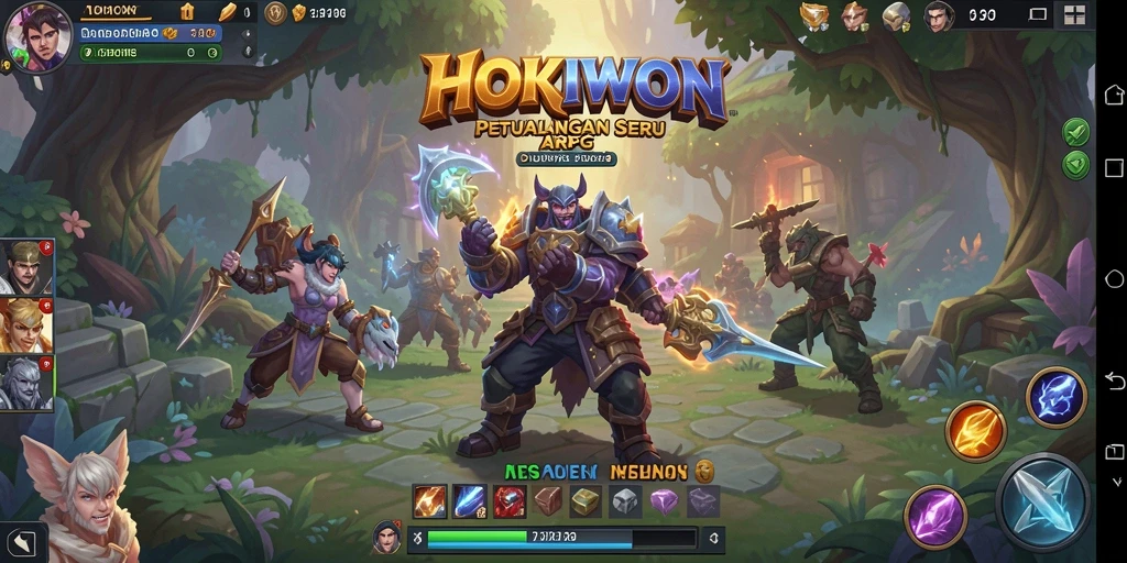 Tangkapan layar gameplay HOKIWON dengan pertarungan yang mendebarkan.