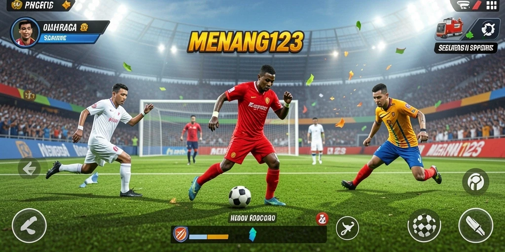 Screenshot utama MENANG123 menampilkan momen seru dalam pertandingan olahraga.