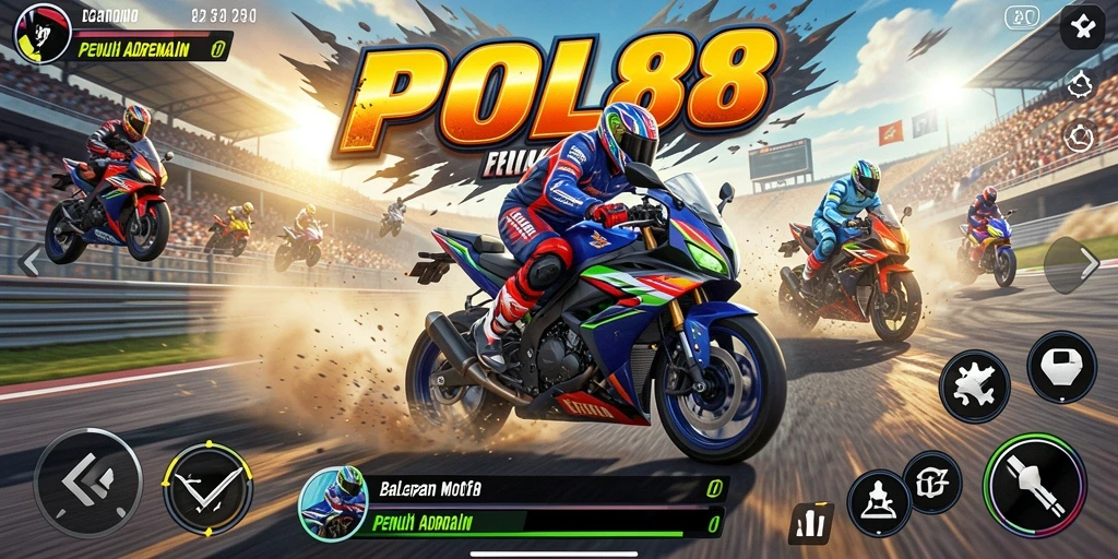 Tangkapan layar POL88 menampilkan aksi balapan motor yang mendebarkan.