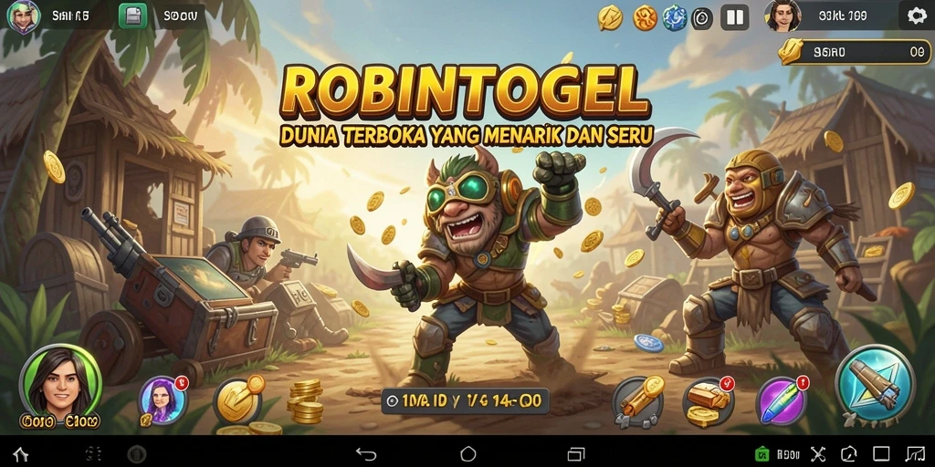 Tampilan gameplay aktif dan dinamis di dunia terbuka ROBINTOGEL.