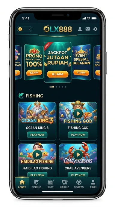 Tampilan utama aplikasi olx888 dengan berbagai pilihan aplikasi.